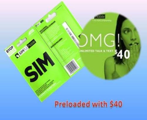 Simple Mobile SIM Card loaded with $40 plan Unlimited Talk • Text • 1GB Data , ready to activate