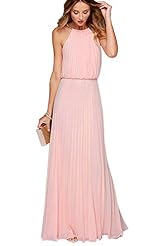 Pleated Backless Summer Halter Chiffon Prom Dress/Maxi Dress 