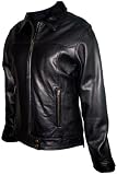4027 Genuine Black Soft Supple Light Lambskin Real Leather Casual Motorcycle Jacket YKK Original Zipper Front Lay Down Collar Bottom boarder Nylon Lining Lined Regular Fit No Insulation Petite Regular Plus Size Inside Pocket Silky Feel Pocket Lining