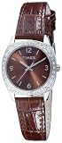 Timex - T2N071Pf - Collection Crystal - Quartz Analogique - Montre Femme - 52 Crystal de Swarovski - Boitier en Acier - Bracelet en Cuir Chocolat