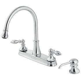 Price Pfister 536EPBS Catalina Double-Handle Kitchen Faucet with Pull-Down Spout Sprayer and Soap Dispenser, Stainless Steel