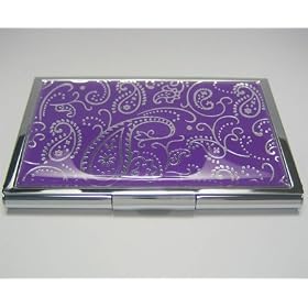 Purple Paisley Business Card Case : Credit ID Wallet Holder