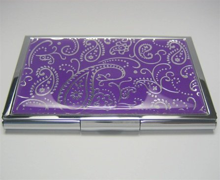 External hard drive:Purple Paisley Business Card Case : Credit ID Wallet Holder