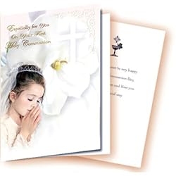 12 First Communion Girl Greeting Cards in Spanish, with Envelopes! (5" x 7")