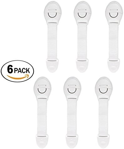 Child Safety Locks - Multiple Use Adjustable Locks; 3M Adhesive Tape For Easy Installation, No Drills. Cabinet Lock, Refrigerator Lock, Toilet Lock &amp; More! Great for Baby Safety (6 pcs, B-Locks)