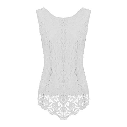 Sumtory Women's Lace Blouse Sleeveless Embroidery Tops Vest Shirt Blouse