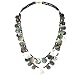 14k Gold, Shell, Onyx & Hematite 2-Strand Necklace- 17 IN