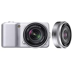 Sony DSLR NEX3KSK1 NEX-3K S 14 2MP Digital Camera 18-55 16 2 8 Lenses Silver