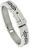 5/8 in. (15 mm) wide Gent's Stainless Steel Bangle Bracelet, w/ Greek Key Pattern