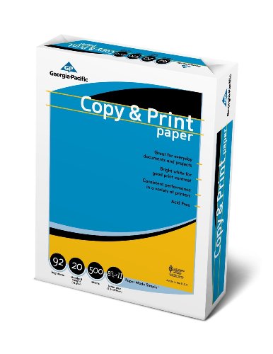 GP Copy and Print Paper, 8.5 x 11 Inches Letter Size, 92 Bright White, 20 Lb, 5 Reams Carton (2500 Sheets) (998068C)