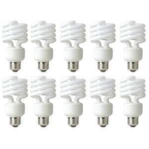 TCP DuraBright 68923B10 23W Spiral Compact Fluorescent Light Bulb, 10-Pack, Soft White