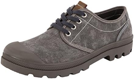 Rusway Mens Fashion Casual Big Toe Lace Up Rubber Sole Flat Canvas Shoes(10.5 D(M) US, Grey)