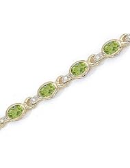 10kt Yellow Gold Oval Peridot and Diamond Bracelet