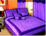 5pc Purple Micro Suede Ribbon Emb' Twin Comforter Set