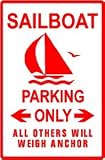 SAILBOAT PARKING sign * street sport boat fun