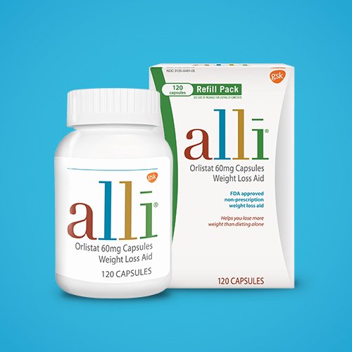 alli Orlistat 60 milligram Diet Supplement Pill, Only FDA Approved Over
