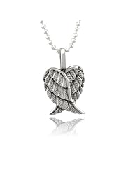WithLoveSilver Sterling Silver 925 Oxidized Angel Wings Pendant Italian Ball Bead Chain Necklace 18, Nickel Free