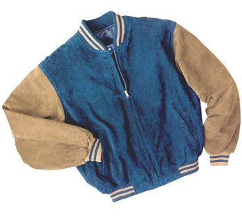 Port Authority Sueded Leather Letterman Jacket (J782) X-Large Navy-Saddle