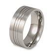 Grooved Brushed Titanium Ring (9.0mm) - Size 12 Only