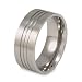 Grooved Brushed Titanium Ring (9.0mm) - Size 12 Only