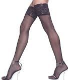 Sheer Lace Top Thigh High Stockings - by Music Legs
