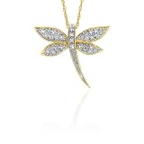 10K Yellow Gold 0.15 ct. Diamond Dragonfly Pendant with Chain