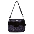 TAMARIS Abend Clutch, Satin-Handtasche mit Spitze und Samt-Schleife, violett-schwarz