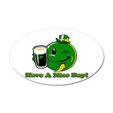 38.5x24.5O Wall Vinyl Sticker Irish Have a Nice Day Smiley Face Beer St Patrick's Day Clover Shamrock