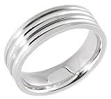 14K. White Gold Machine Carved Comfort Fit Wedding Band Ring
