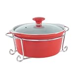 Mayfair & Jackson Round Porcelain Casserole with Vented Lid and Elegant Serving Rack