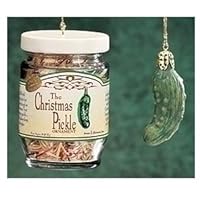 The Famous German Christmas Pickle in Glass Jar Holiday Ornament 2-Piece Set