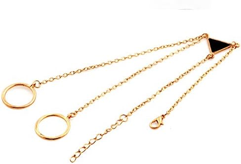 HSF Women's Triangle Spike Chain Harness Double Finger Rings Bracelet