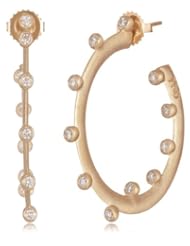 Suzy Landa 18k Rose Gold Medium Size Round Knife-Edge Diamond Hoop Earrings