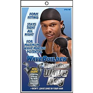 WAVE BUILDER Seamless Du-Rag BLACK (Model: 790) WAVE BUILDER Seamless Du-Rag BLACK (Model: 790)