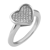 Pave Heart Shaped Sterling Silver Jewelry ring CZ 63042 Ring (0.40 carats) Sizes 6-9