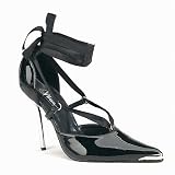 Pleaser Shoes Women's HEAT-06 4 1/2' Chrome Stiletto Heel d'Orsay Style Pump with Satin Lace