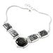 Sterling Silver 19 Labradorite & Obsidian Necklace w/ 1.5 Extender