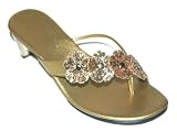 Girls Gold Metallic Glitter Flower Dress Sandals Shoes