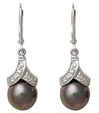 Tahitian Cultured Pearl 9.0-9.5mm Earrings w/ Diamond (.10ctw)