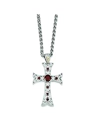 Sterling Silver with 14k Gold Garnet Necklace - Antique Boutique - Vintage Style - Jewelry