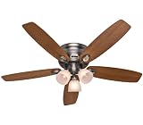 Cyber Monday Hunter Fans 23903 Low Profile IV Plus 52 Inch Ceiling Fan Antique Pewter