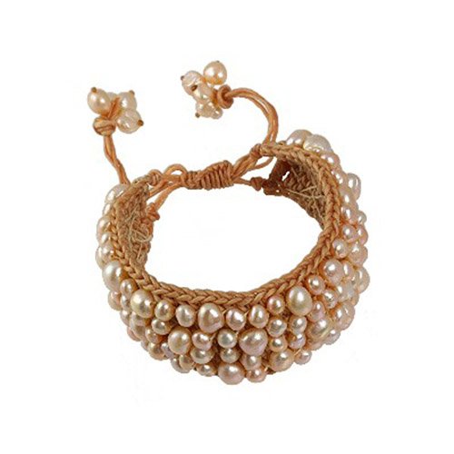 SilberDream Damen-Armband Perlen Geflecht champagner SDA003 Preisvergleich