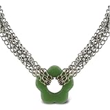 Sterling Silver & Green Aventurine Flower Necklace