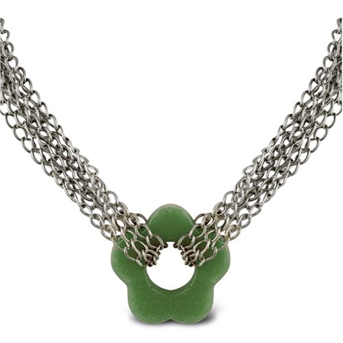 Sterling Silver & Green Aventurine Flower Necklace