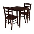 3pc Solid Wood Dinette Set Square Table in Antique Walnut