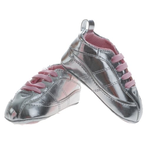 Baby Girls Silver TRUMPETTE Soft Sole Infant Sneaker Shoes 6-24M
