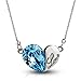 MagicPieces Loving Heart Shape Pendant Rhinestone Necklace Swarovski Element Carved Love Word Color Blue