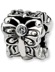 3-Stone, Butterfly Charm in Silver for 3mm Charm Bracelets