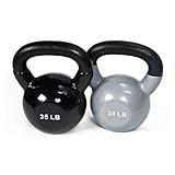 JFit Premium Vinyl Kettlebell 30-35 lb Set