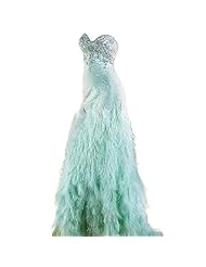 Strapless Fitted Crystal Feathers  Sweetheart Prom Dress  with a Brush/Sweep Train  With Ruffles